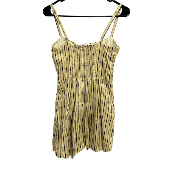 Reformation Yellow Black Striped Button Down Sundress Spaghetti Straps Sz 8 - Picture 2 of 9